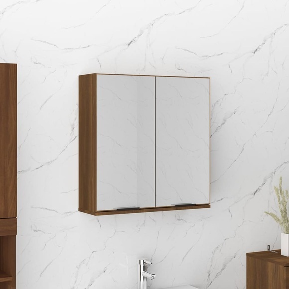 vidaXL Bad-Spiegelschrank Braun Eichen-Optik 64x20x67 cm