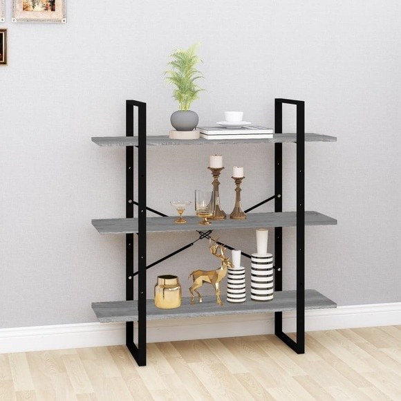 vidaXL Bücherregal Grau Sonoma 100x30x105 cm Holzwerkstoff