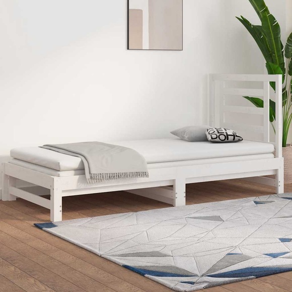 vidaXL Tagesbett Ausziehbar Weiß 2x(90x200) cm Massivholz Kiefer