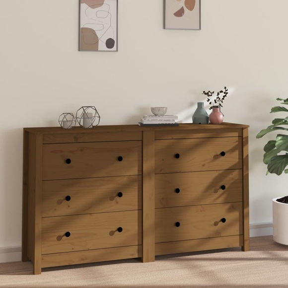 vidaXL Sideboard Honigbraun 140x35x80 cm Massivholz Kiefer