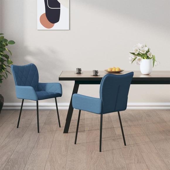 vidaXL Esszimmerstühle 2 Stk. Blau Stoff