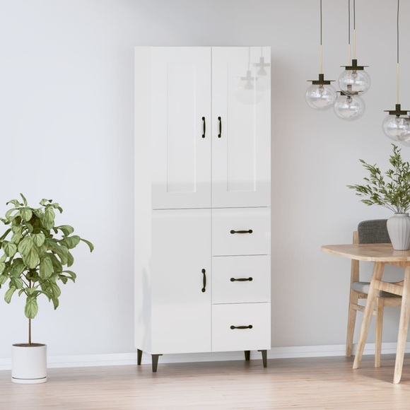 vidaXL Highboard Hochglanz-Weiß Holzwerkstoff