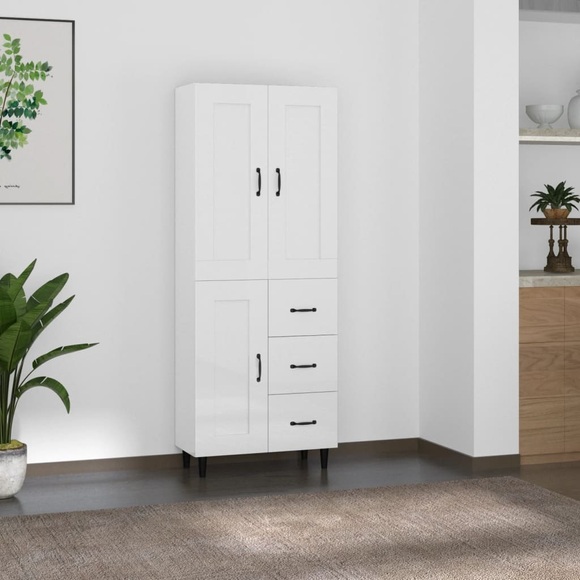 vidaXL Highboard Hochglanz-Weiß Holzwerkstoff