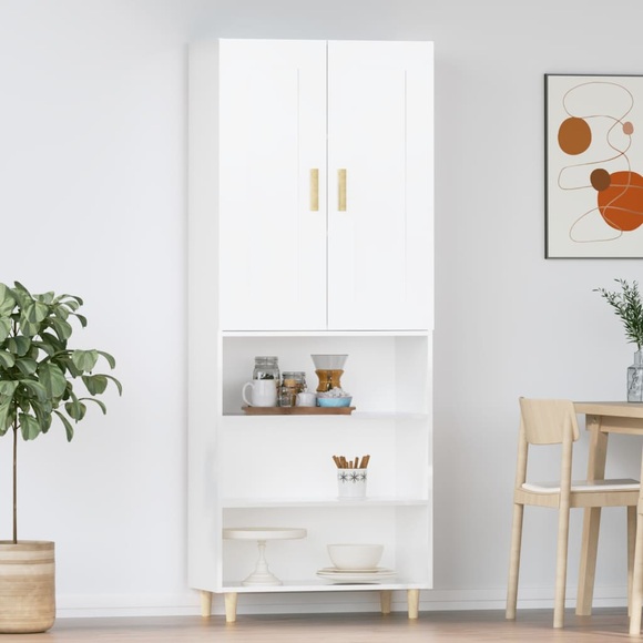 vidaXL Highboard Hochglanz-Weiß Holzwerkstoff