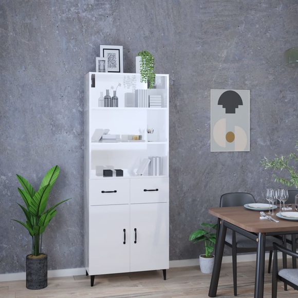 vidaXL Highboard Hochglanz-Weiß Holzwerkstoff
