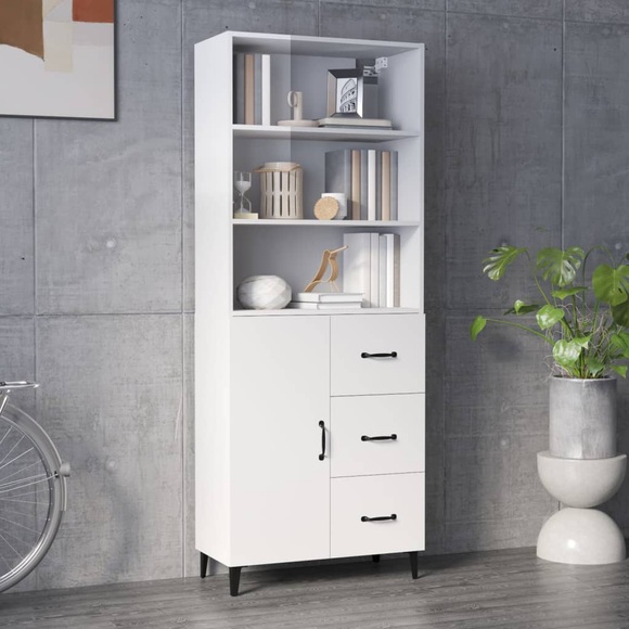 vidaXL Highboard Hochglanz-Weiß Holzwerkstoff