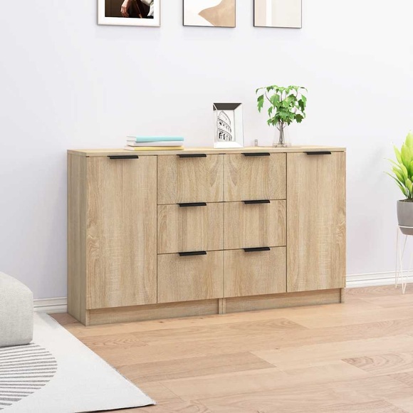 vidaXL Sideboards 2 Stk. Sonoma-Eiche 60x30x70 cm Holzwerkstoff