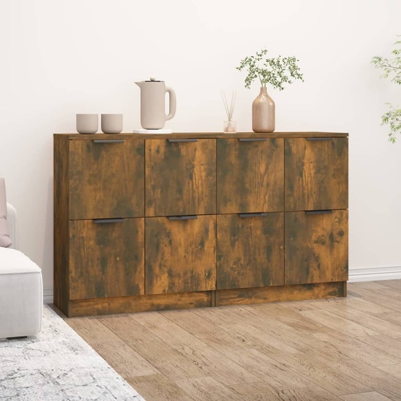 vidaXL Sideboards 2 Stk. Räuchereiche 60x30x70 cm Holzwerkstoff