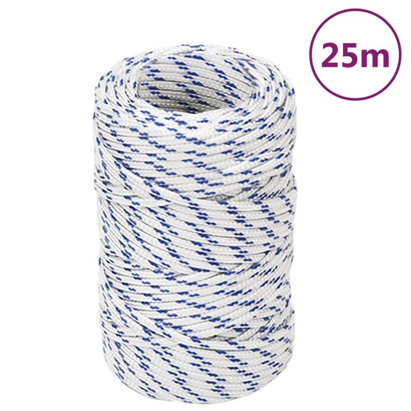 vidaXL Bootsseil Weiß 2 mm 25 m Polypropylen
