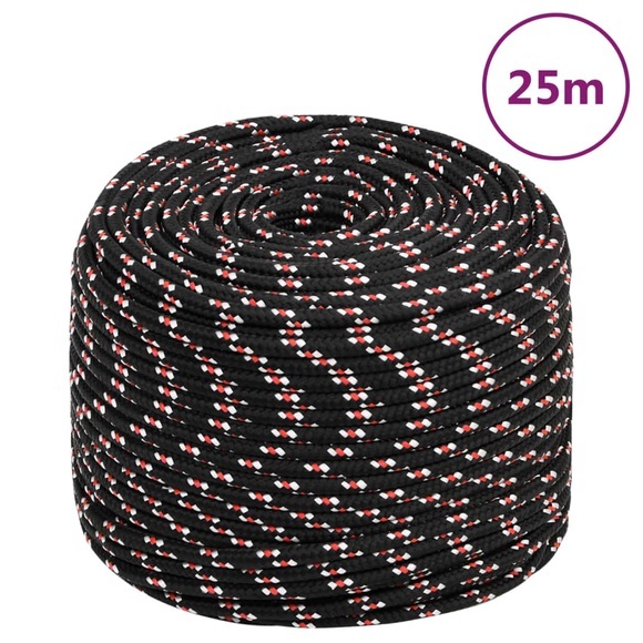 vidaXL Bootsseil Schwarz 10 mm 25 m Polypropylen