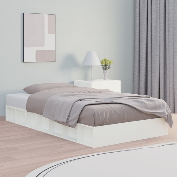vidaXL Massivholzbett Weiß 100x200 cm