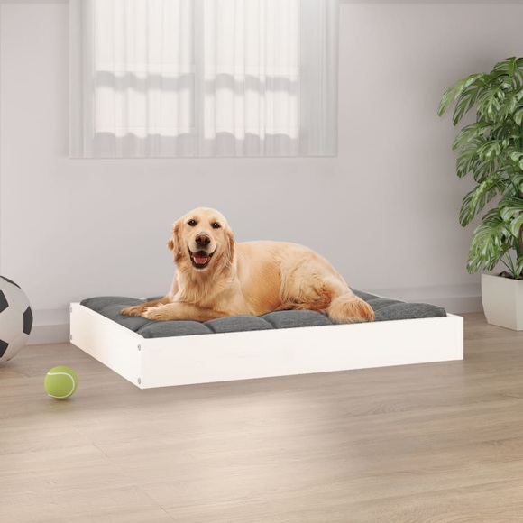 vidaXL Hundebett Weiß 71,5x54x9 cm Massivholz Kiefer