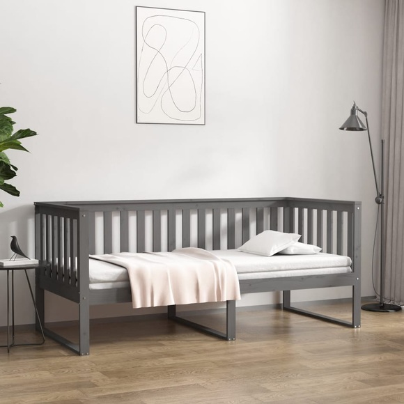 vidaXL Tagesbett Grau 90x190 cm Massivholz Kiefer