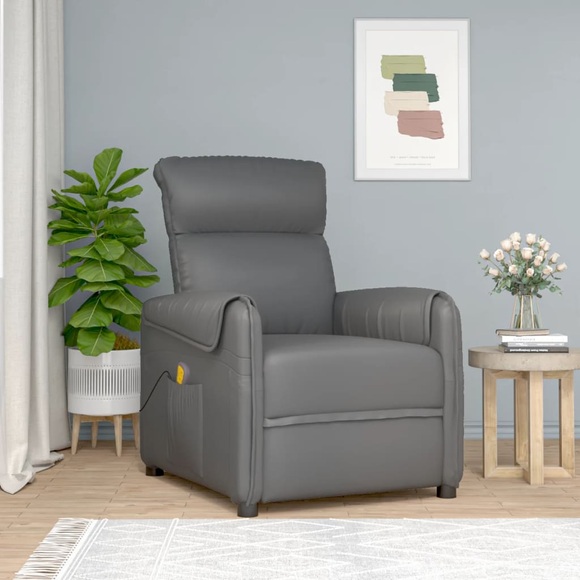 vidaXL Massagesessel Grau Kunstleder