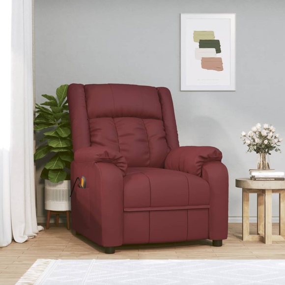 vidaXL Massagesessel Weinrot Kunstleder