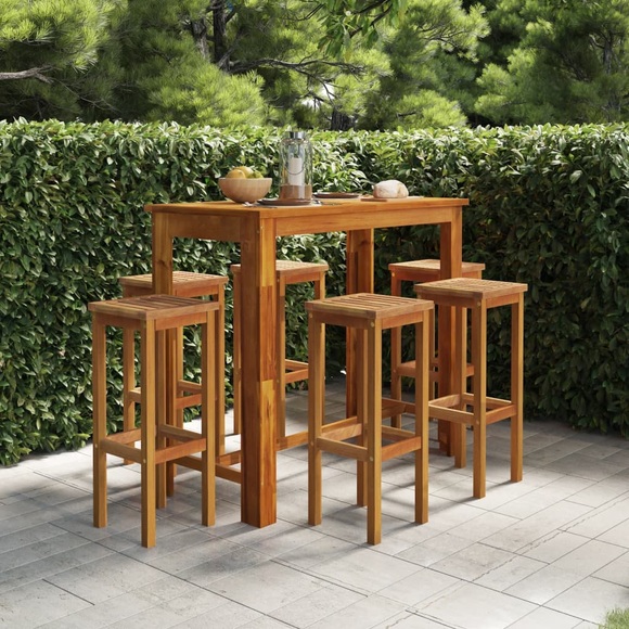 vidaXL 7-tlg. Gartenbar-Set Massivholz Akazie