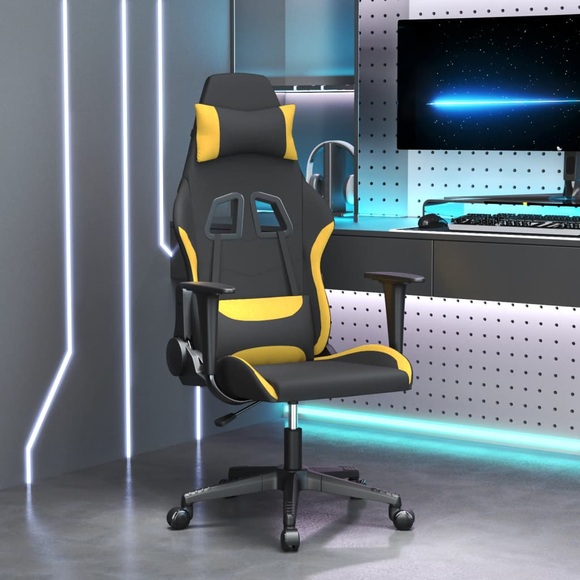 vidaXL Gaming-Stuhl mit Massagefunktion Schwarz und Gelb Stoff