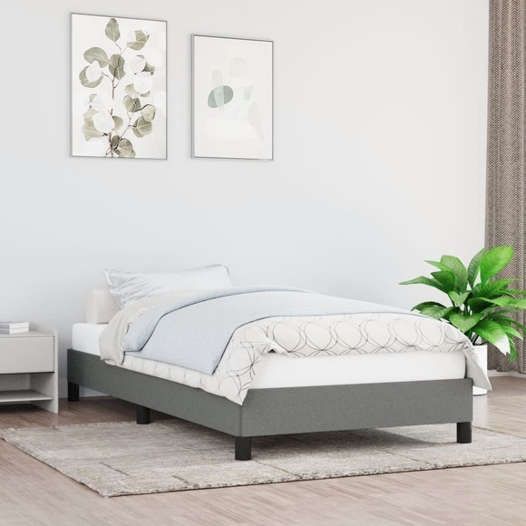 vidaXL Bettgestell Dunkelgrau 90x200 cm Stoff
