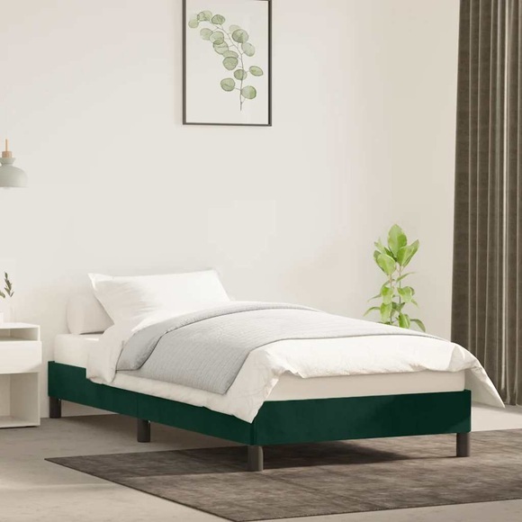 vidaXL Bettgestell Dunkelgrün 90x190 cm Samt