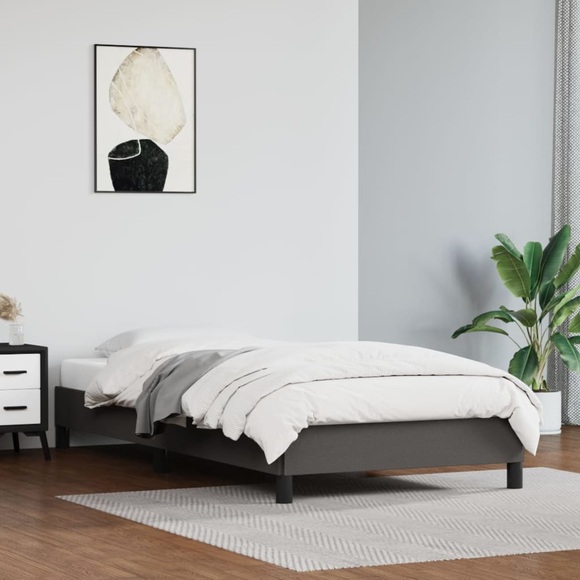 vidaXL Bettgestell Grau 90x200 cm Kunstleder