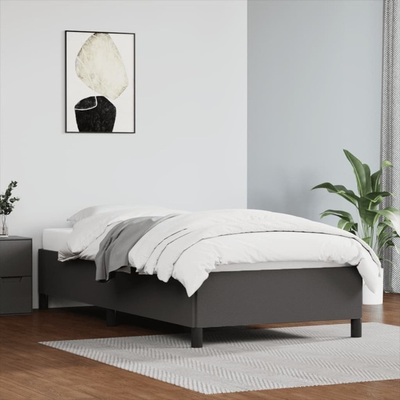 vidaXL Bettgestell Grau 90x190 cm Kunstleder
