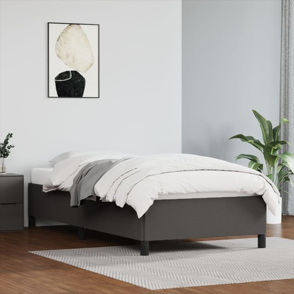 vidaXL Bettgestell Grau 90x200 cm Kunstleder
