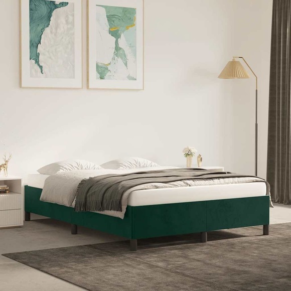 vidaXL Bettgestell Dunkelgrün 140x190 cm Samt