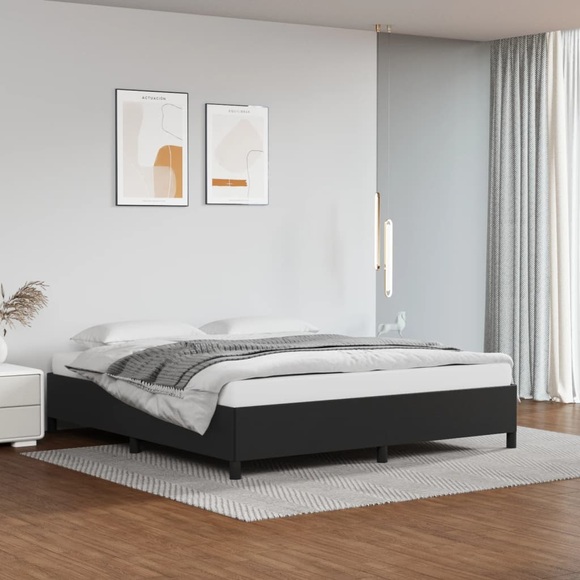 vidaXL Bettgestell Schwarz 160x200 cm Kunstleder