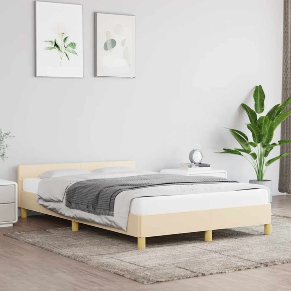 vidaXL Bettgestell mit Kopfteil Creme 120x200 cm Stoff
