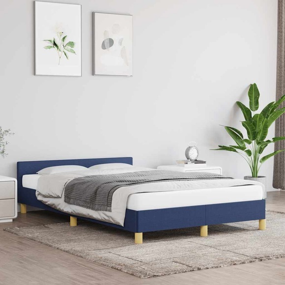 vidaXL Bettgestell mit Kopfteil Blau 120x200 cm Stoff