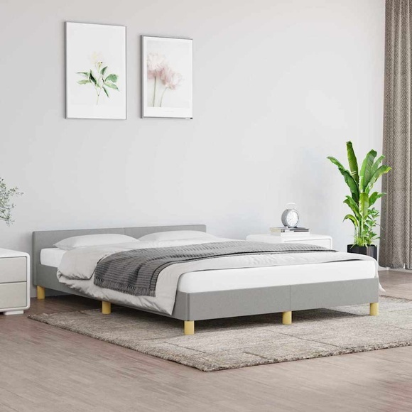 vidaXL Bettgestell mit Kopfteil Hellgrau 140x190 cm Stoff