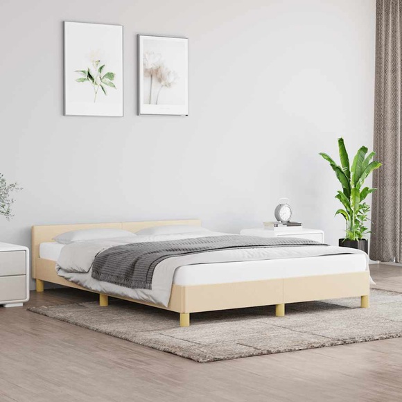 vidaXL Bettgestell mit Kopfteil Creme 140x200 cm Stoff