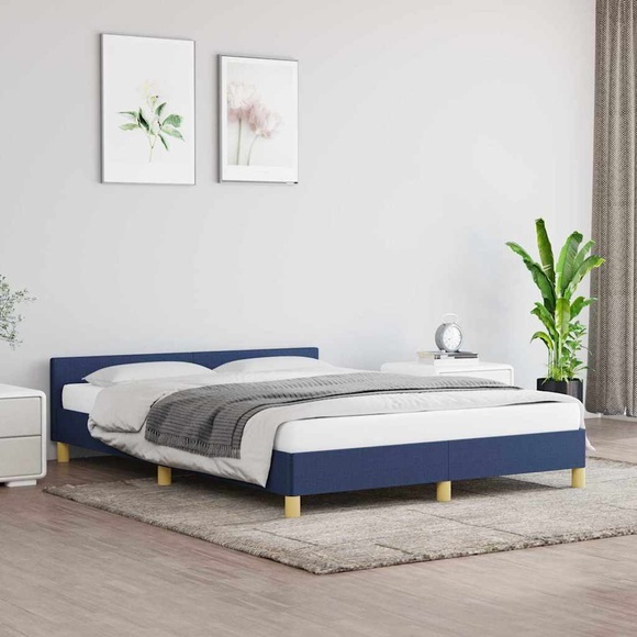vidaXL Bettgestell mit Kopfteil Blau 140x200 cm Stoff