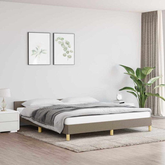vidaXL Bettgestell mit Kopfteil Taupe 180x200 cm Stoff