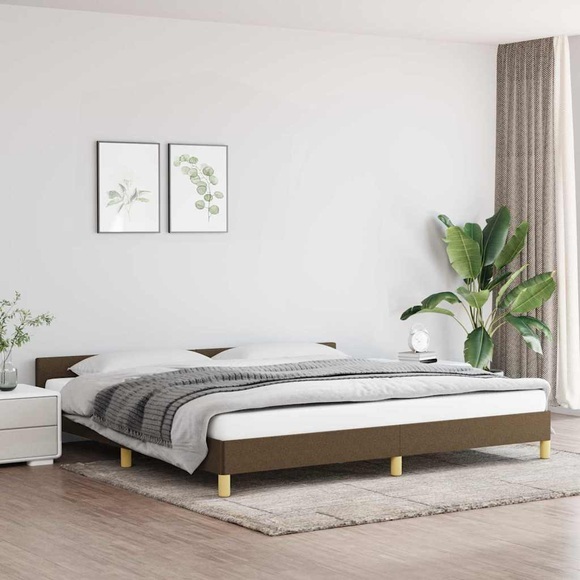 vidaXL Bettgestell mit Kopfteil Dunkelbraun 200x200 cm Stoff
