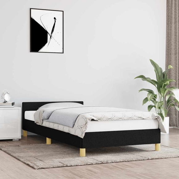 vidaXL Bettgestell mit Kopfteil Schwarz 90x200 cm Stoff