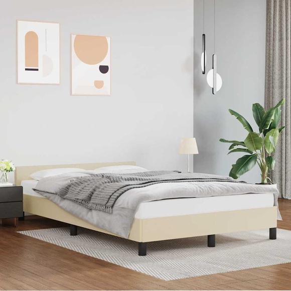 vidaXL Bettgestell mit Kopfteil Creme 120x200 cm Kunstleder