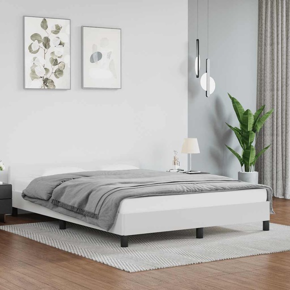 vidaXL Bettgestell mit Kopfteil Weiß 140x200 cm Kunstleder