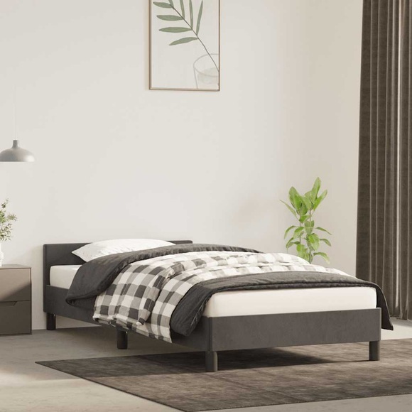 vidaXL Bettgestell mit Kopfteil Dunkelgrau 80x200 cm Samt
