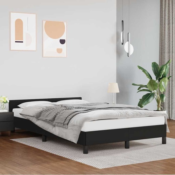 vidaXL Bettgestell mit Kopfteil Schwarz 120x200 cm Kunstleder