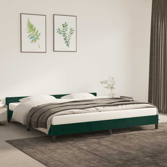 vidaXL Bettgestell mit Kopfteil Dunkelgrün 200x200 cm Samt