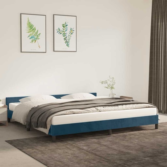 vidaXL Bettgestell mit Kopfteil Dunkelblau 200x200 cm Samt