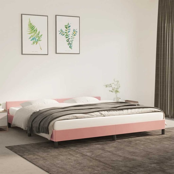 vidaXL Bettgestell mit Kopfteil Rosa 200x200 cm Samt
