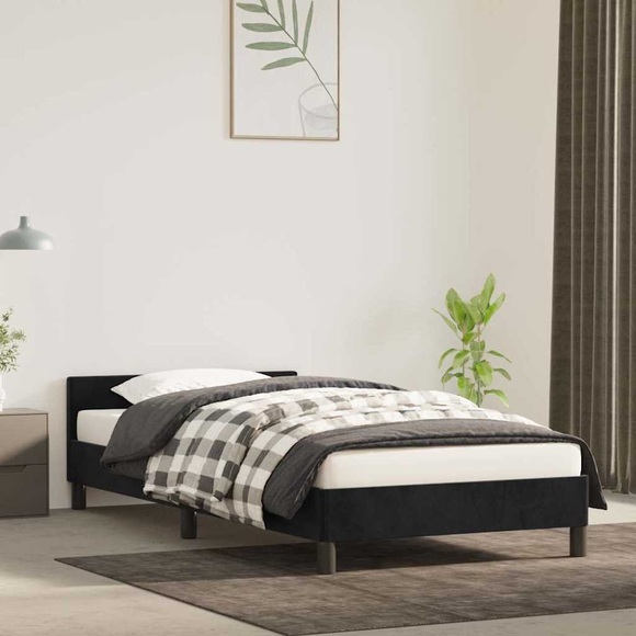 vidaXL Bettgestell mit Kopfteil Schwarz 90x200 cm Samt