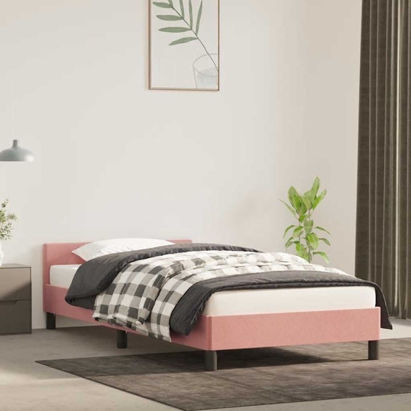 vidaXL Bettgestell mit Kopfteil Rosa 90x200 cm Samt