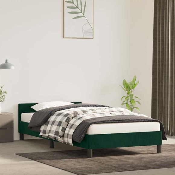 vidaXL Bettgestell mit Kopfteil Dunkelgrün 100x200 cm Samt