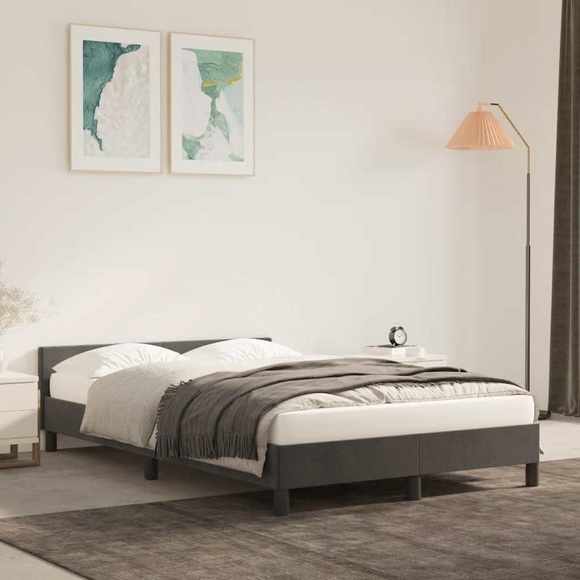 vidaXL Bettgestell mit Kopfteil Dunkelgrau 120x200 cm Samt