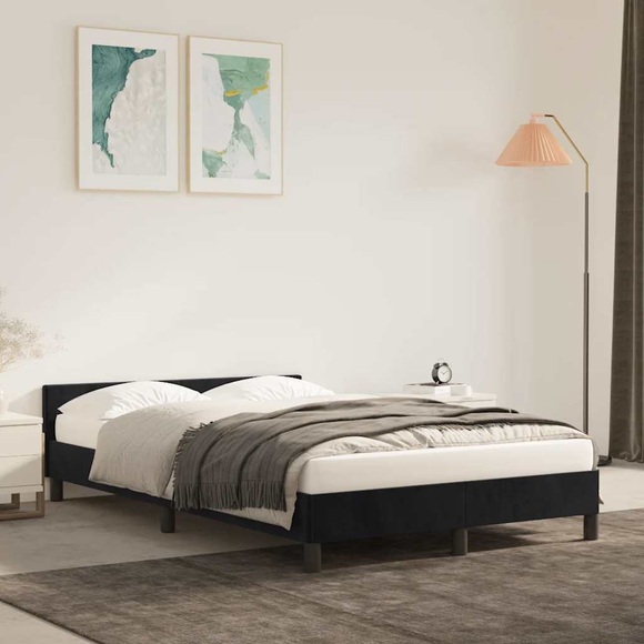 vidaXL Bettgestell mit Kopfteil Schwarz 120x200 cm Samt