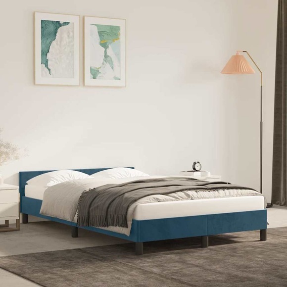 vidaXL Bettgestell mit Kopfteil Dunkelblau 120x200 cm Samt