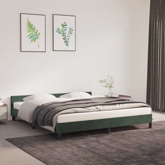 vidaXL Bettgestell mit Kopfteil Dunkelgrün 160x200 cm Samt
